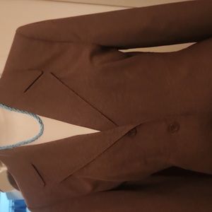 Skirt suit, chocolate brown mod thigh lenth skirt, cute banding on the waist